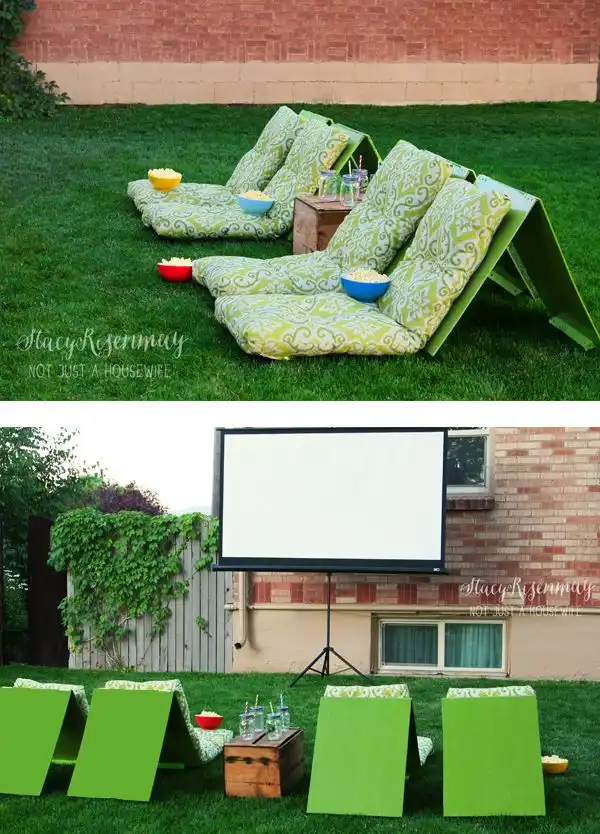 Simple backyard seating on the lawn