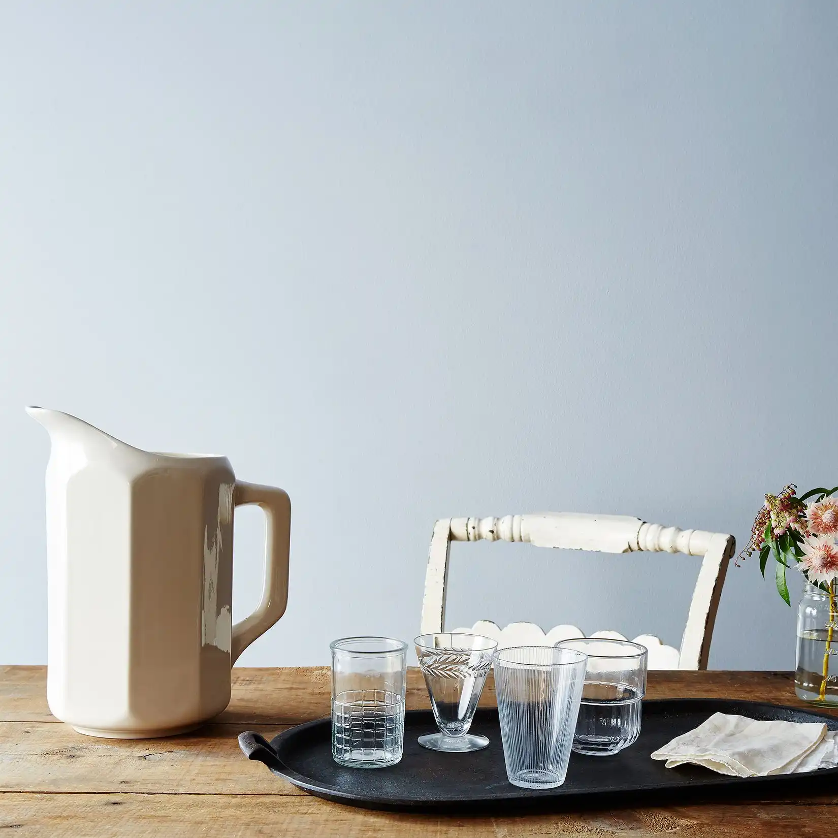 Simple white pitcher
