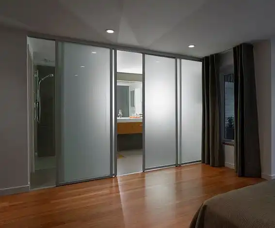 Sliding panel doors for bathroom