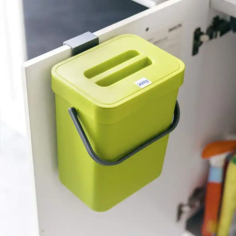 Small Compost Bin with Lid Green Plastic Waste Basket Mountable