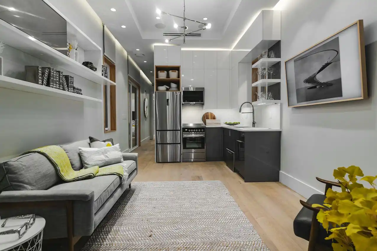 Compact, technologically advanced appliances make it easy to integrate the kitchen into the main living space.