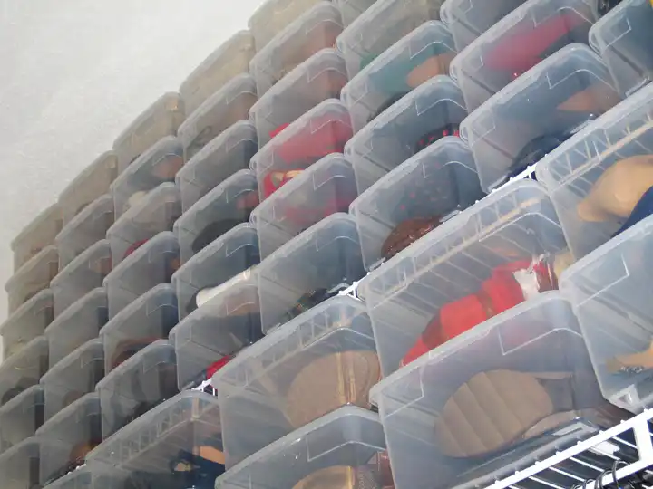 Small closet clear boxes