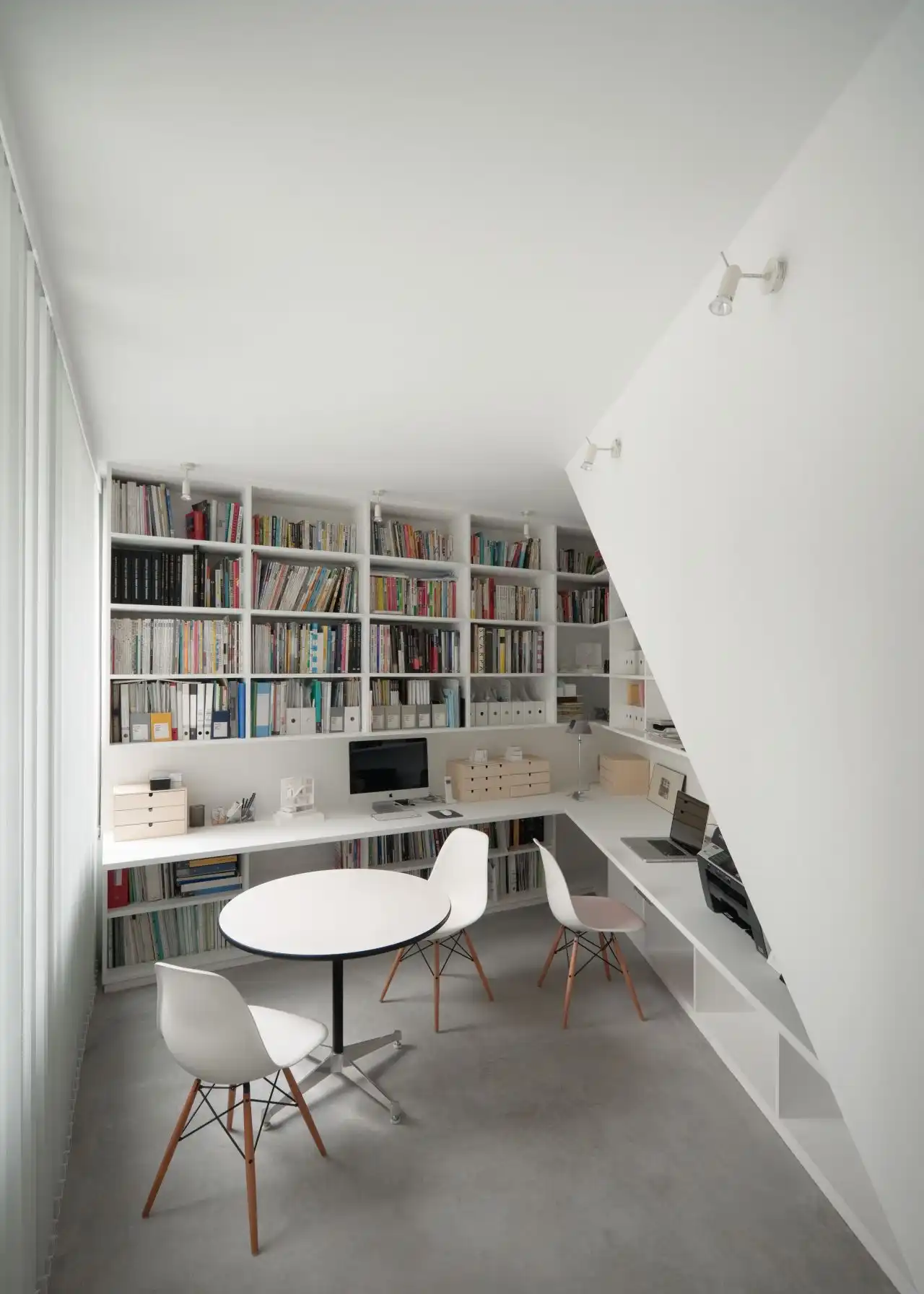 Small custom home library in a office room