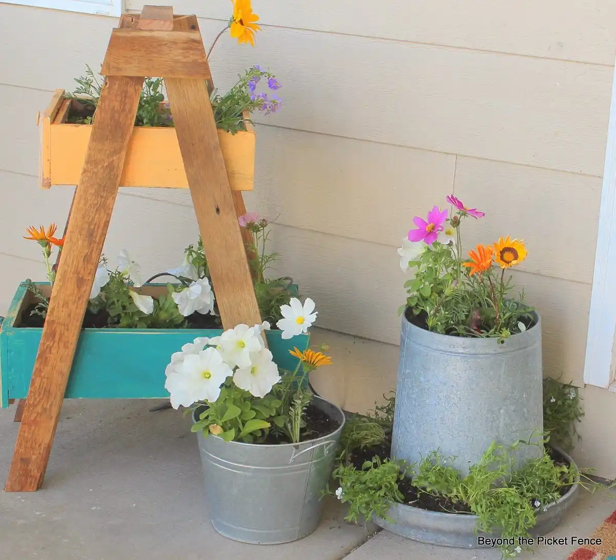 Small ladder planter for backyard