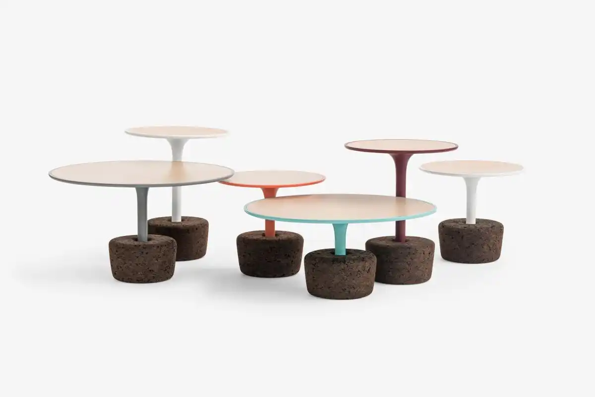 Small round coffee table with cork base
