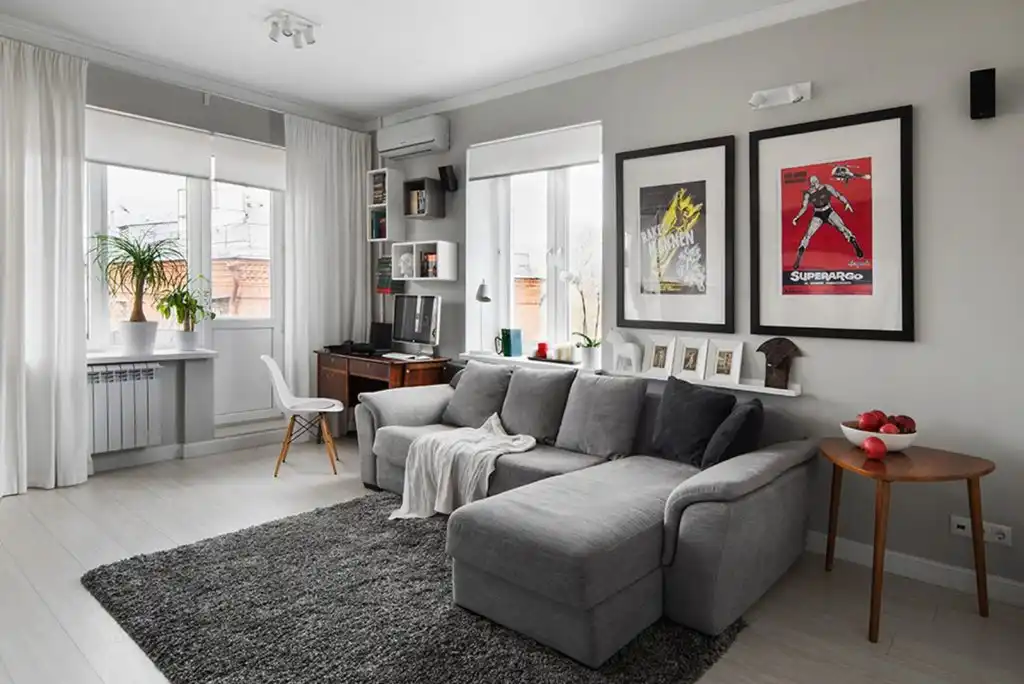 Soft Grey L Shaped Sofa