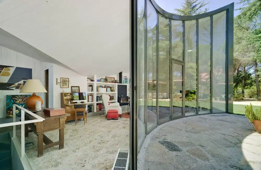 The curvature of the facade creates some oddly-shaped interior spaces