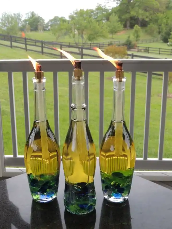 Special wine bottle tiki torches