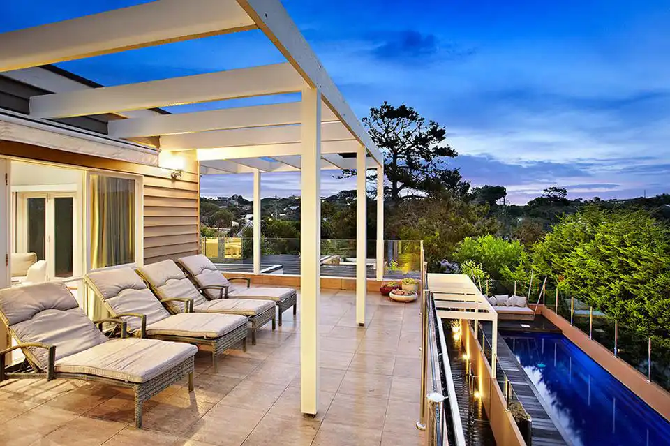 Split Level Beach Home in Back Beach Balcony Pergola