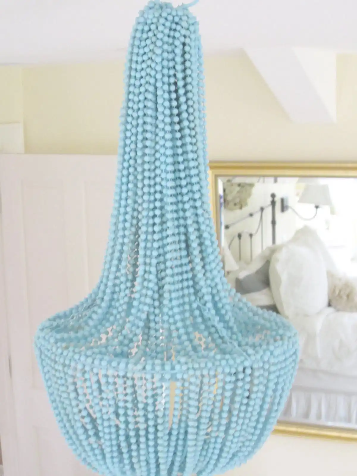 Spray painted beaded chandelier