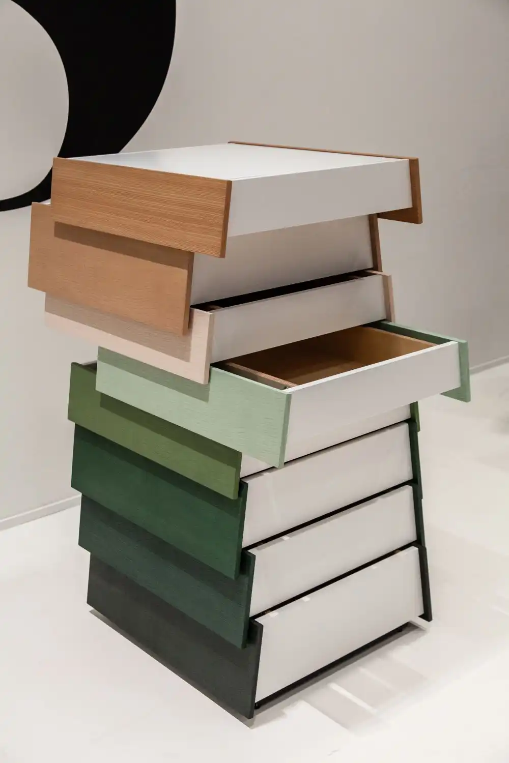 Sculptural dresser with drawers that open both directions