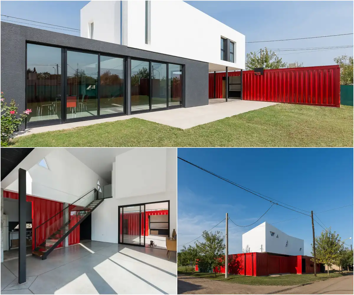 Stacked Shipping Container House in Argentina
