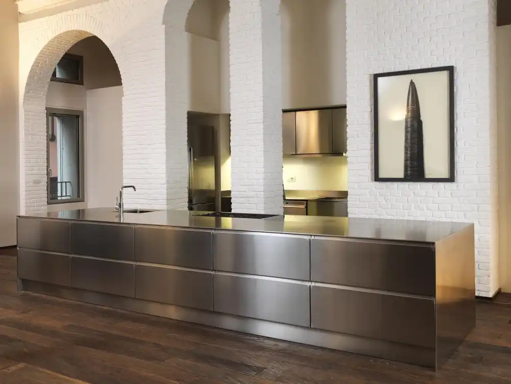 Stainless steel ATELIER Custom kitchen By ABIMIS