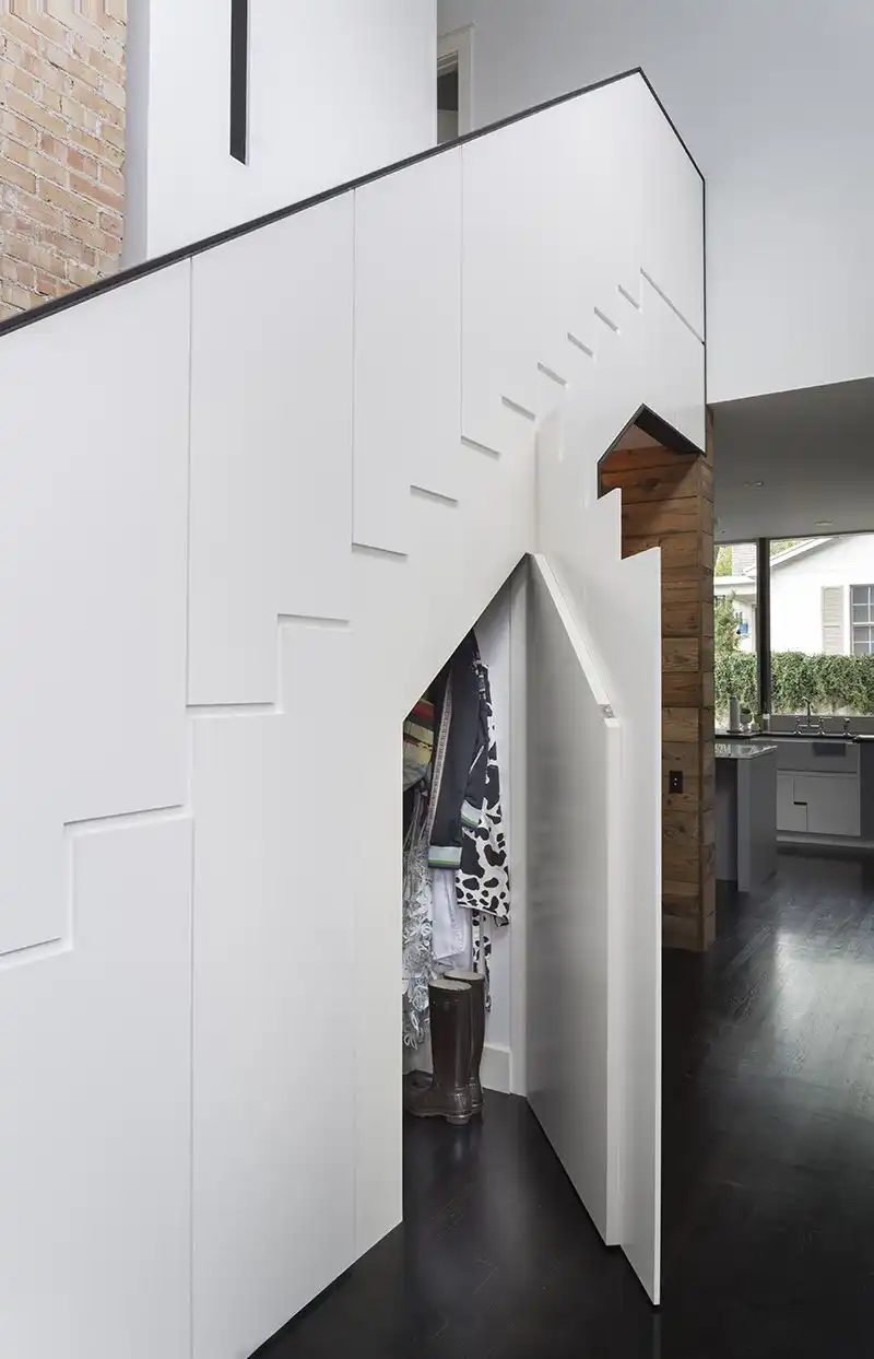Stairs with storage and nook under