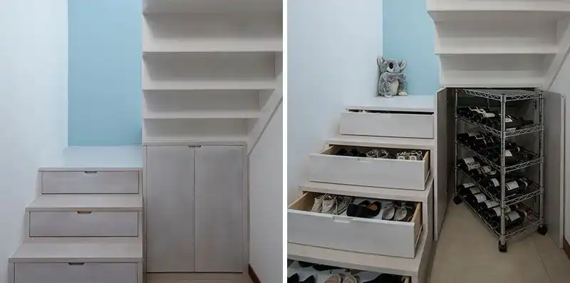 Stairs with storage and understairs storage