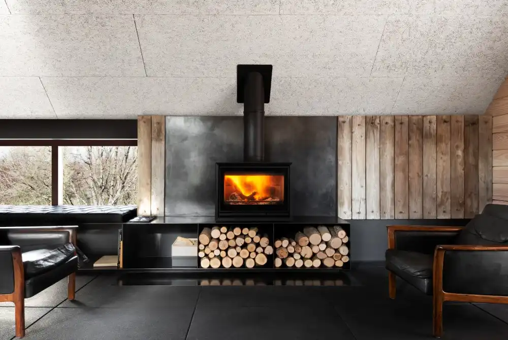 Steel fireplace design