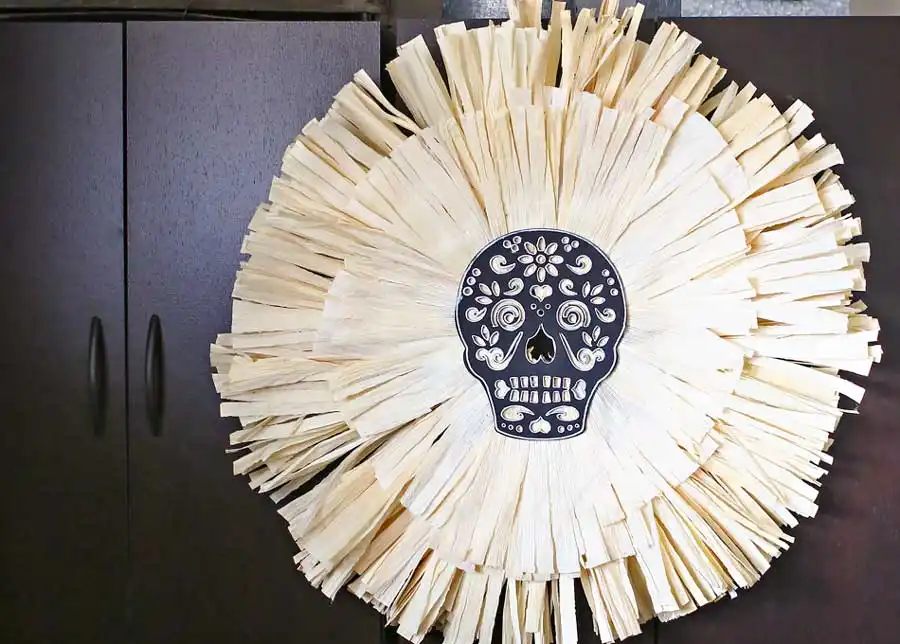 Sugar skull corn husk wreath