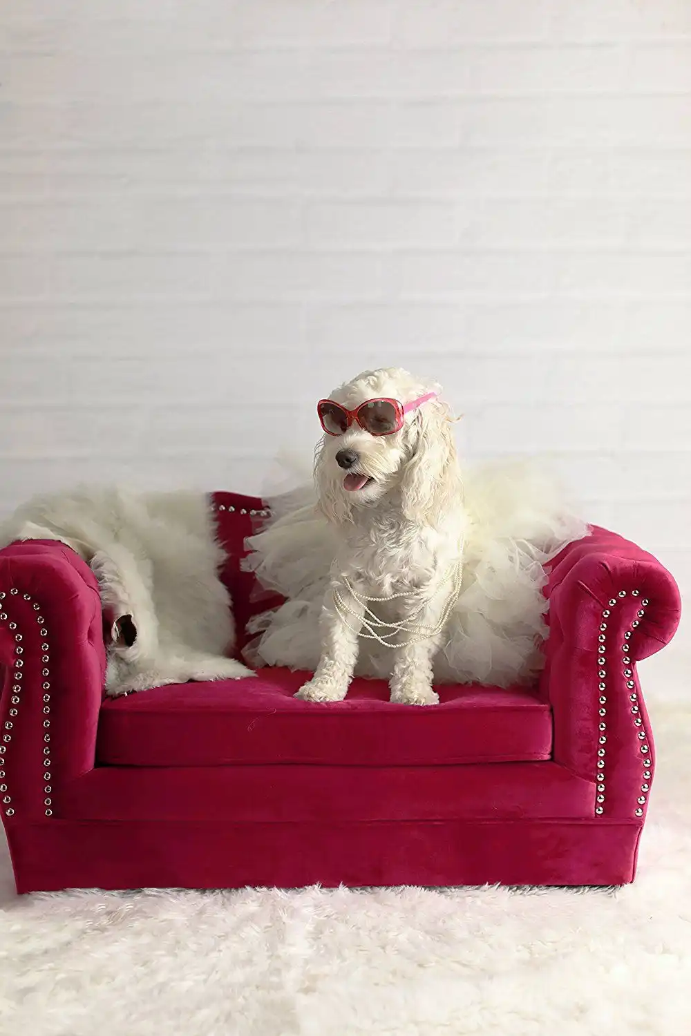 TOV Furniture TOV-P2037-N The Yorkshire Collection Handmade Button Tufted Pet Bed