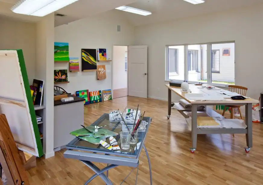 Table on wheels for craft room