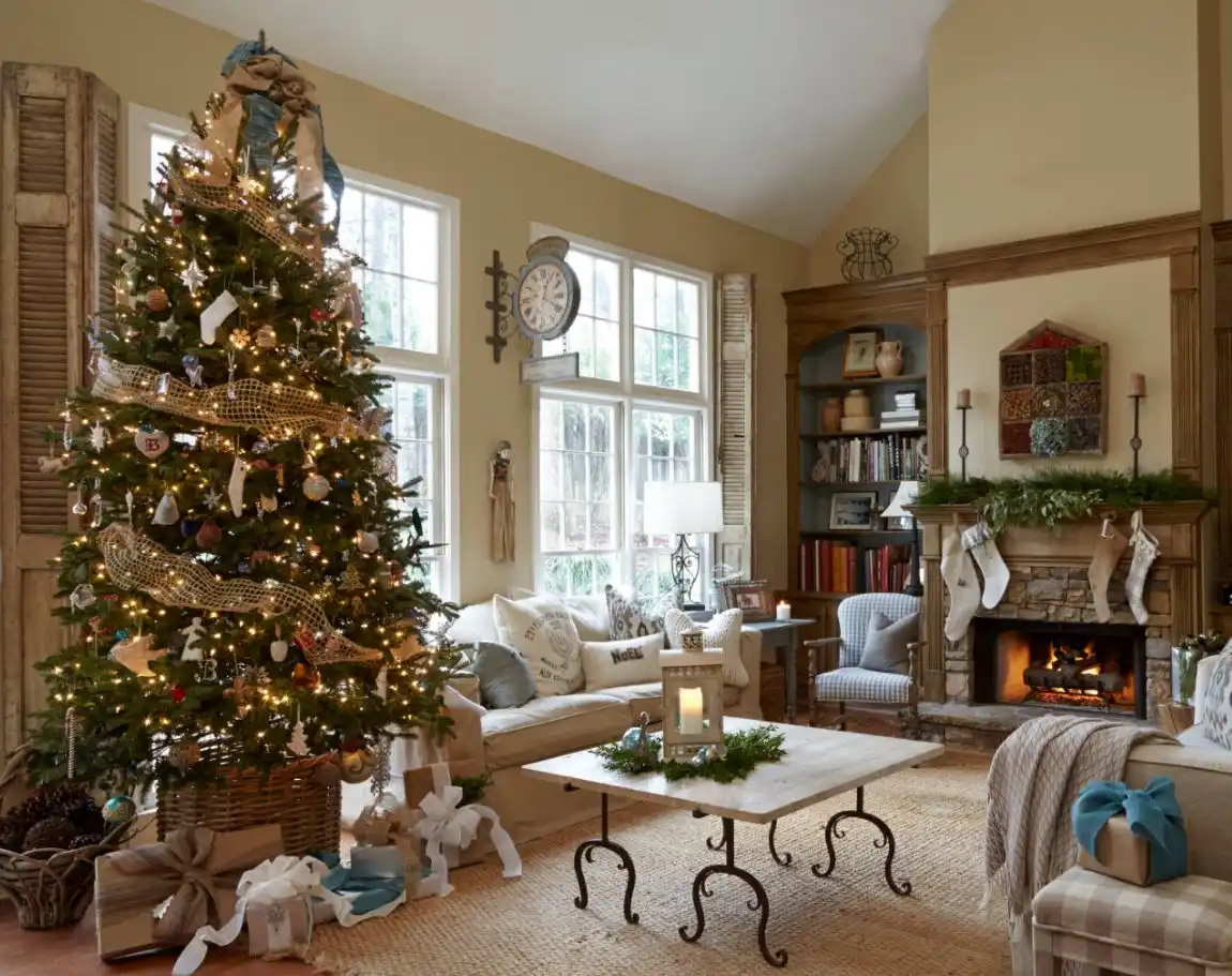 Tall Christmas Tree - Rattan Basket