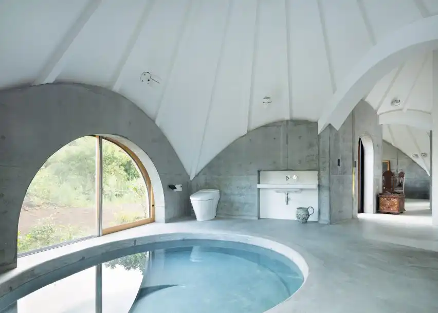Teepee-shaped buildings Pool