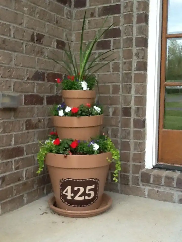 Terracota pots house number