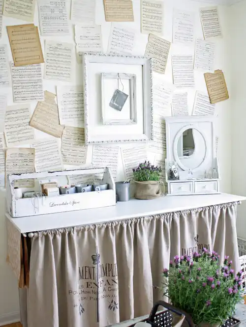 Textured wall with old papers