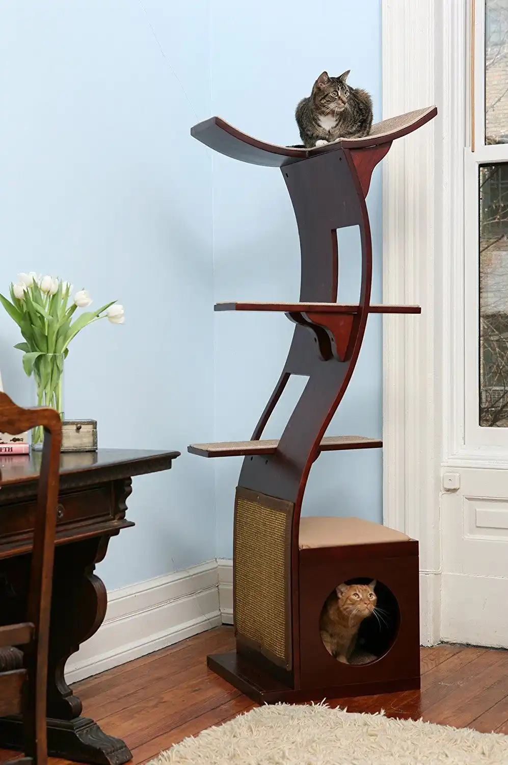 The Lotus Cat Tree in Espresso - Modern Cat Tree
