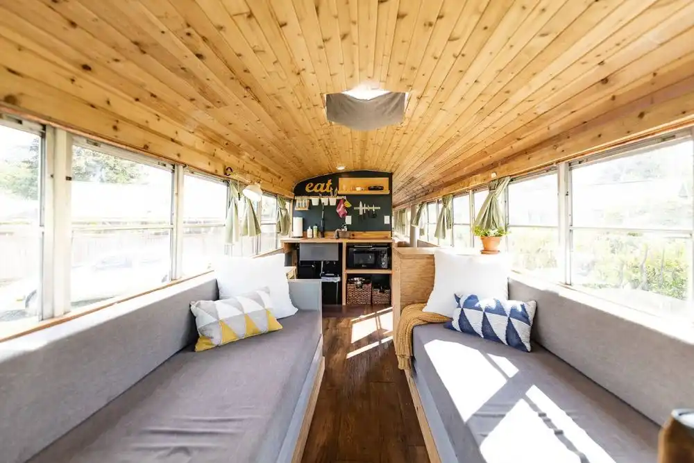 The Skoolie Romantic Urban Glamping interior