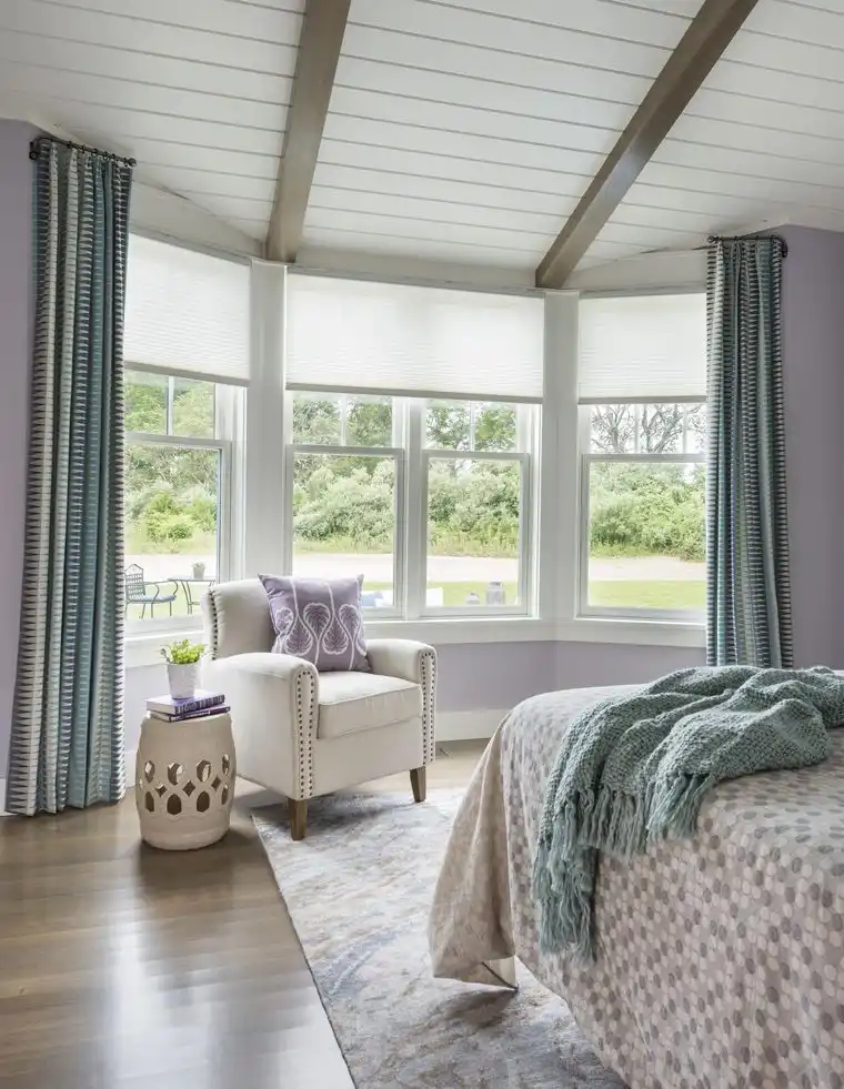 This old classic shingle-style home - bedroom with bay window