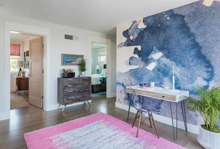 This old classic shingle-style home - entryway way wall art and hairpin console