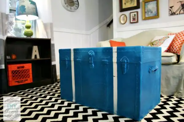 Tiffany Co spray painted steamer trunk