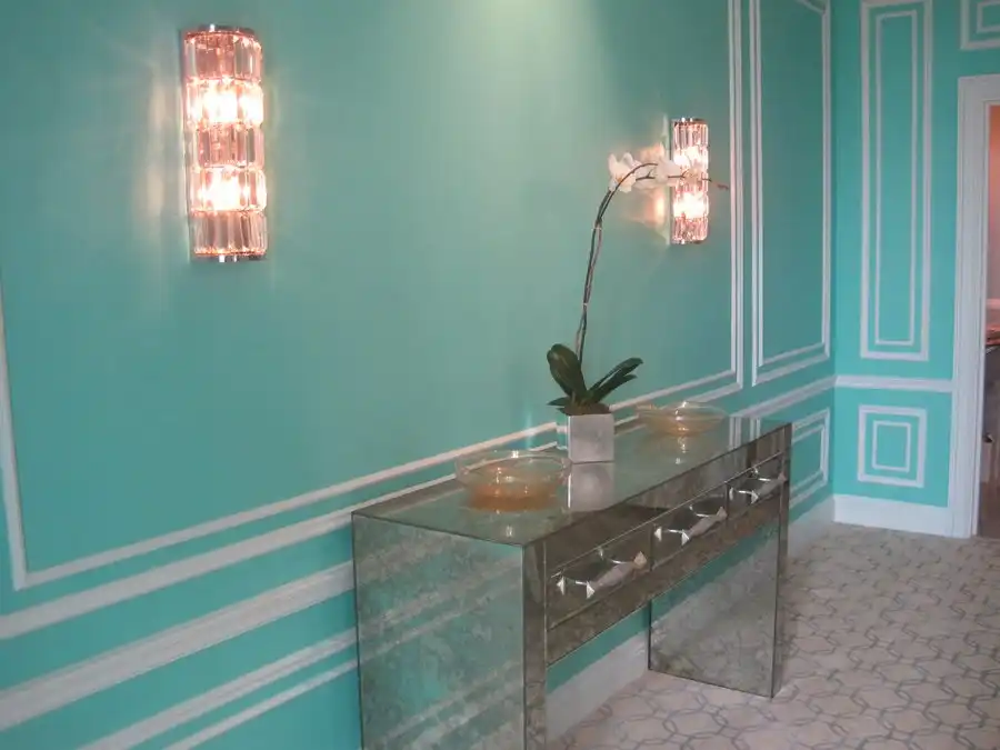 Tiffany blue paint entryway