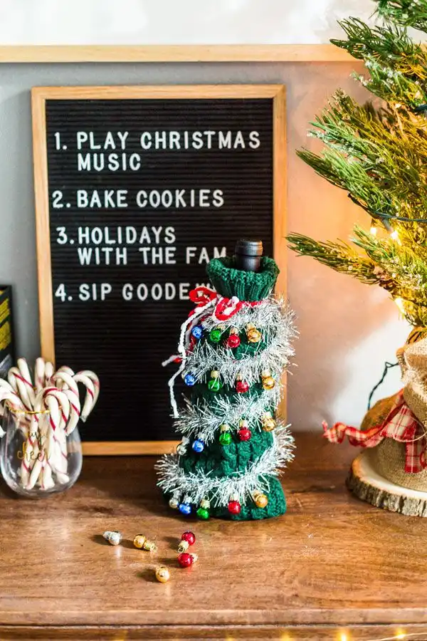 Tiny Christmas tree wine bottle