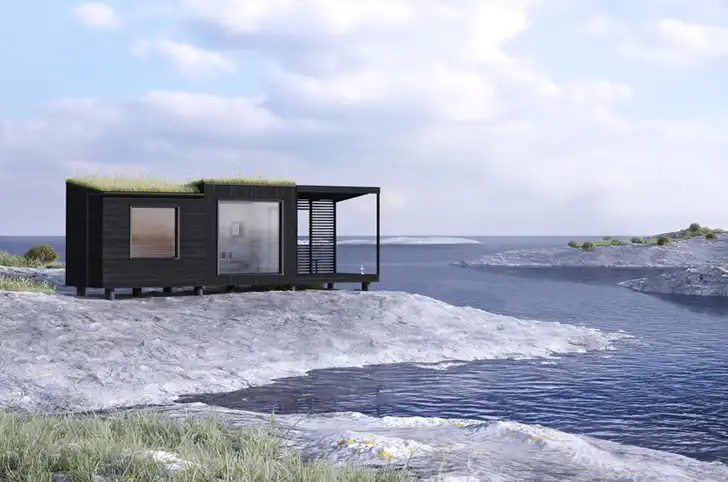 Tiny Green-Roofed Arjan Sauna design