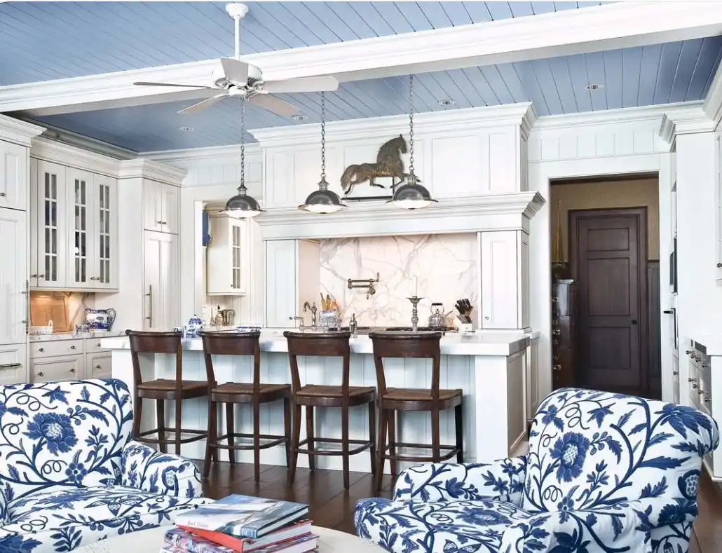 Traditional kitchen with painted ceiling