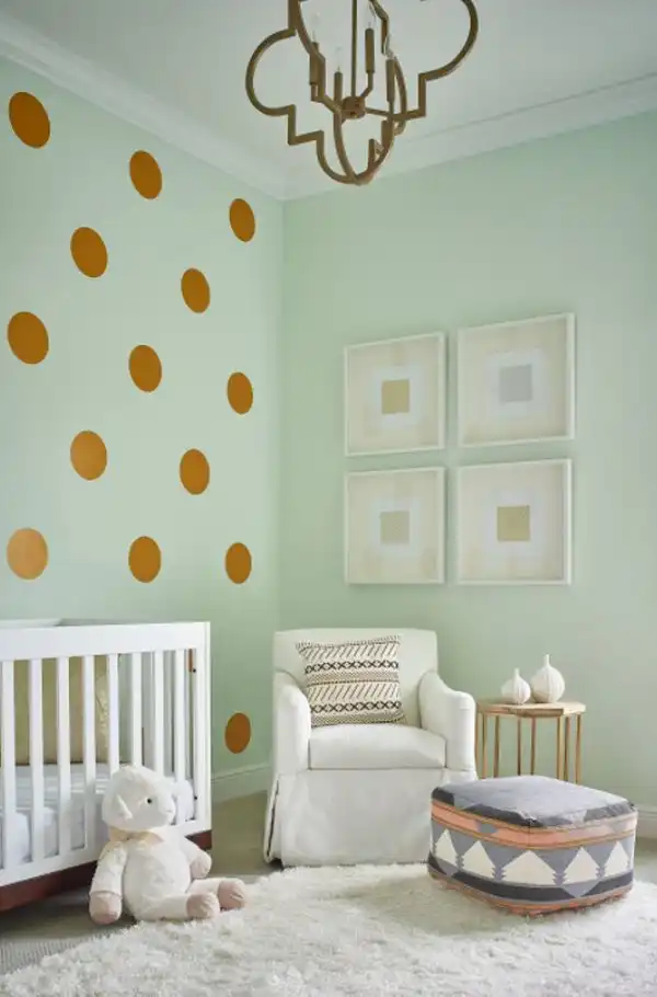 Transitional Nursery in Orlando - Gold and mint green