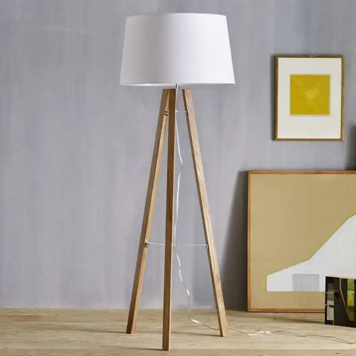 Tripod wood floor lamp