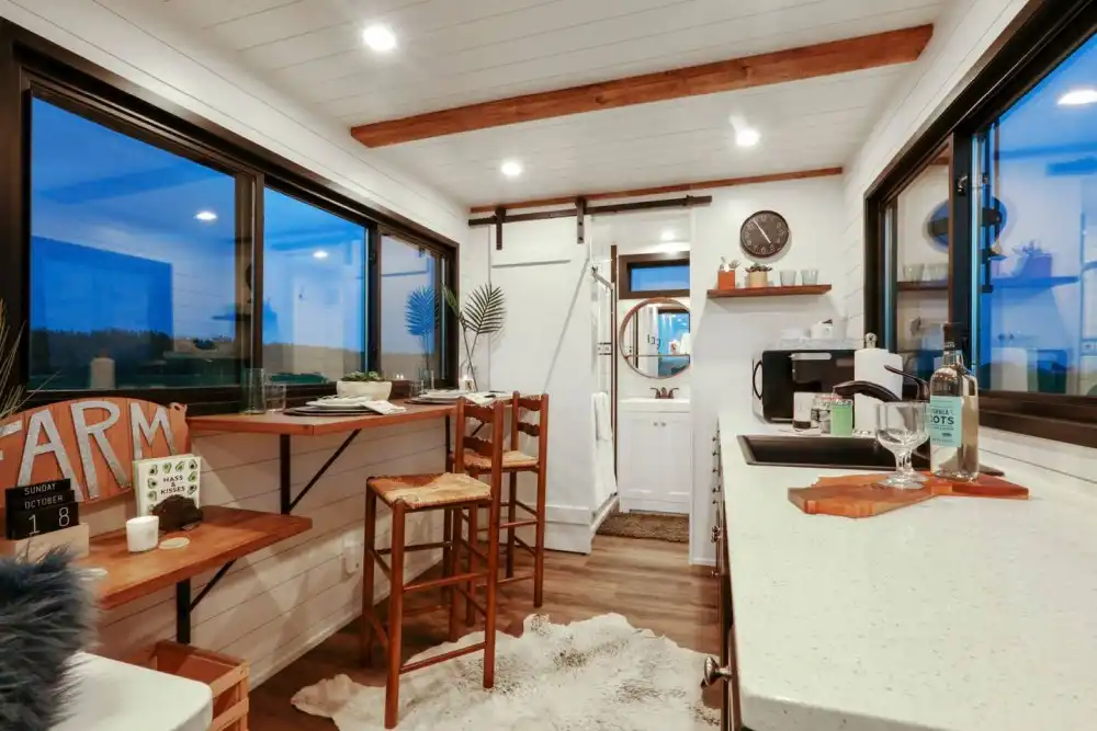 Try Out Life on a Farm in a Tiny House bar chairs