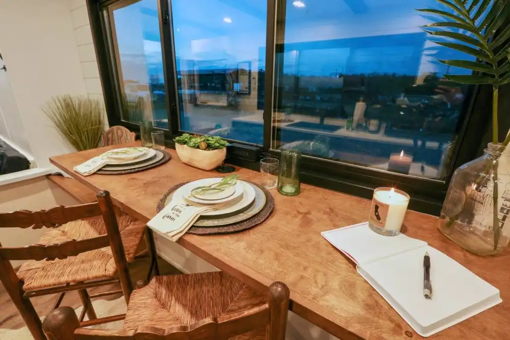 Try Out Life on a Farm in a Tiny House dinin space