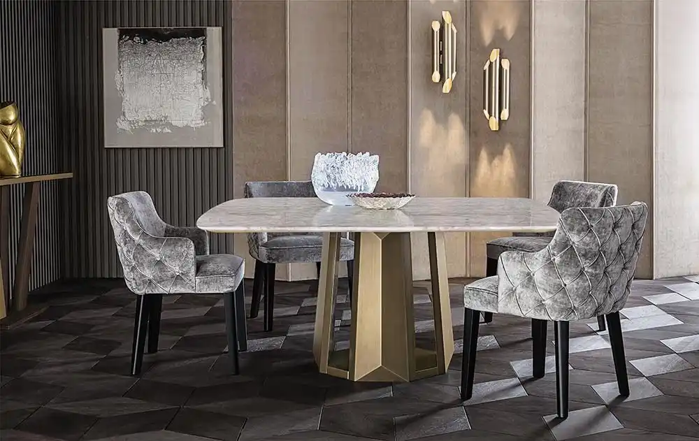 Tufted velvet upholstered dining chairs