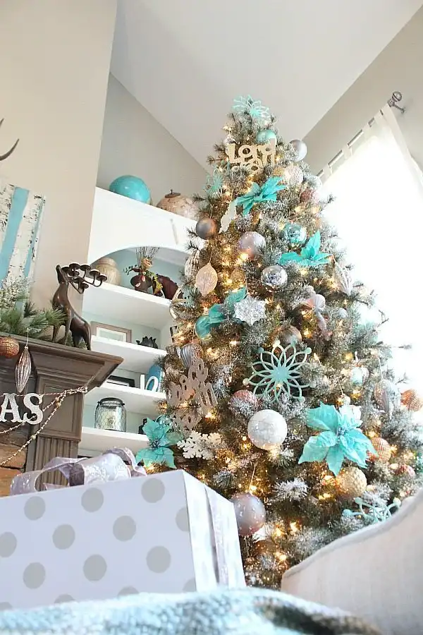 Turquoise Christmas Tree Decor