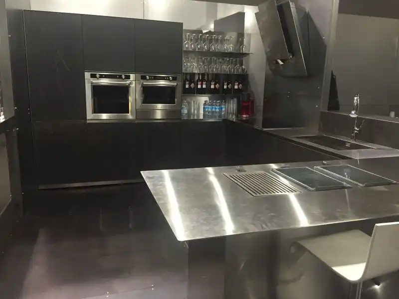 U shaped kitchen stainless steel design