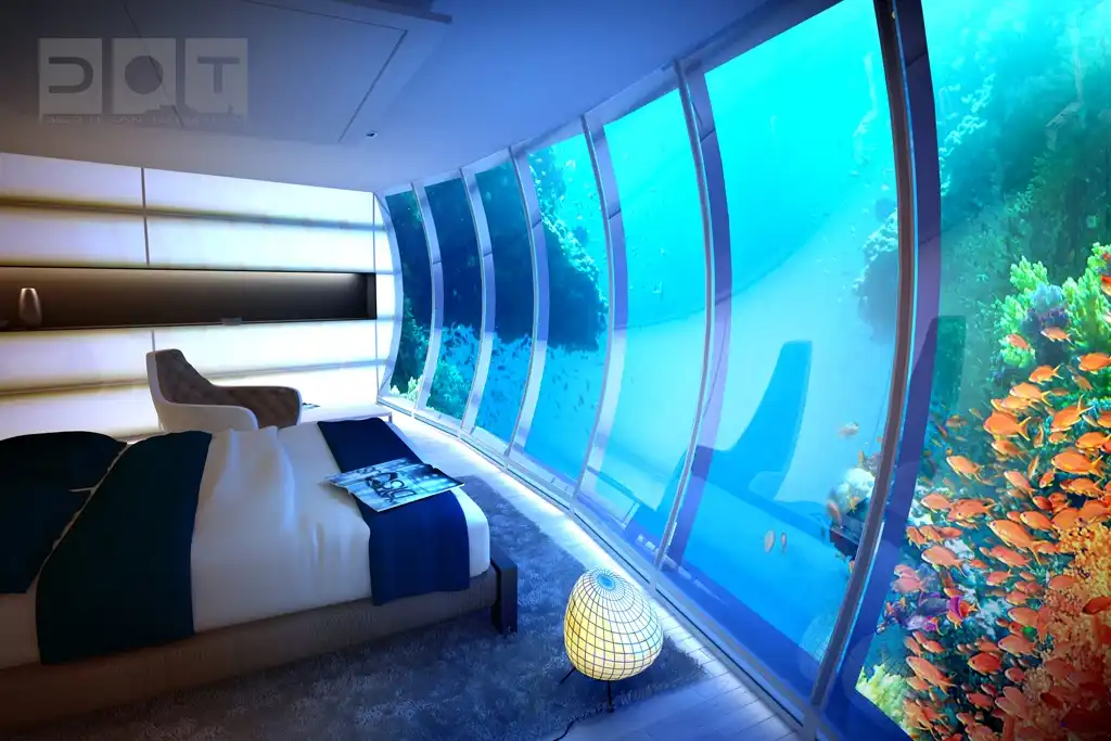 Underwater sea themed hotel room