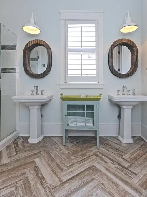 Unfinished bathroom floor