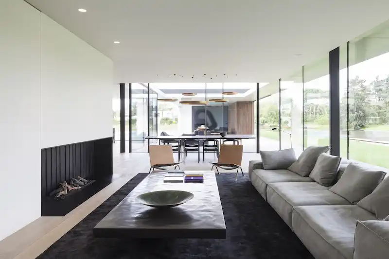 VDB Residence living room fireplace