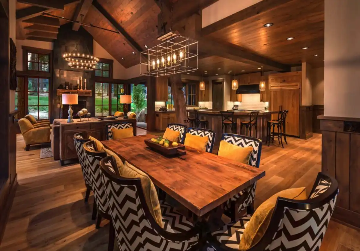 Vaulted ceiling Mountain contemporary living room decor