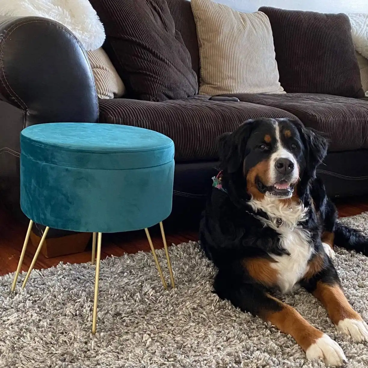 Velvet Storage Ottoman Home Vanity Seat