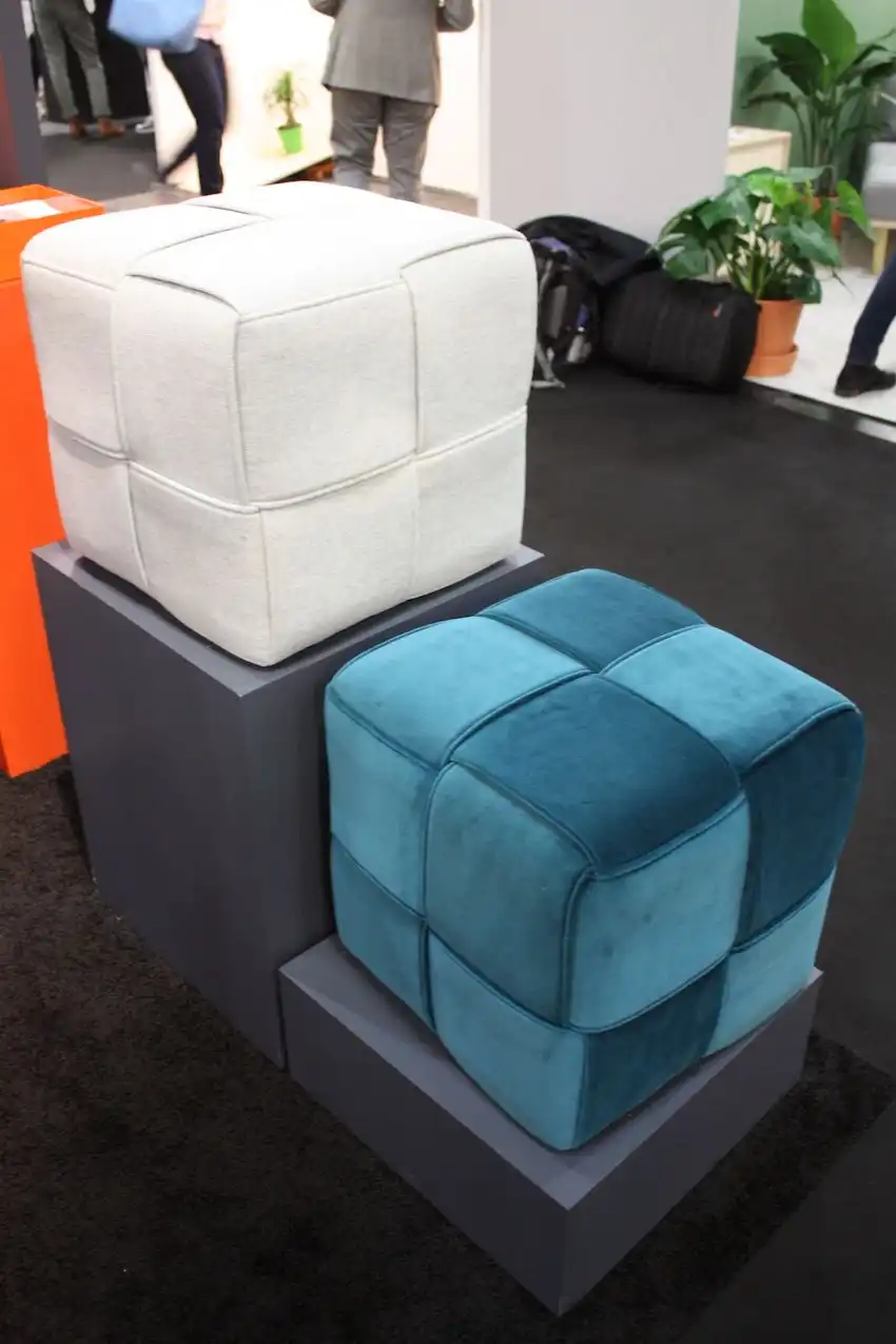 Velvet ottomans in different colors
