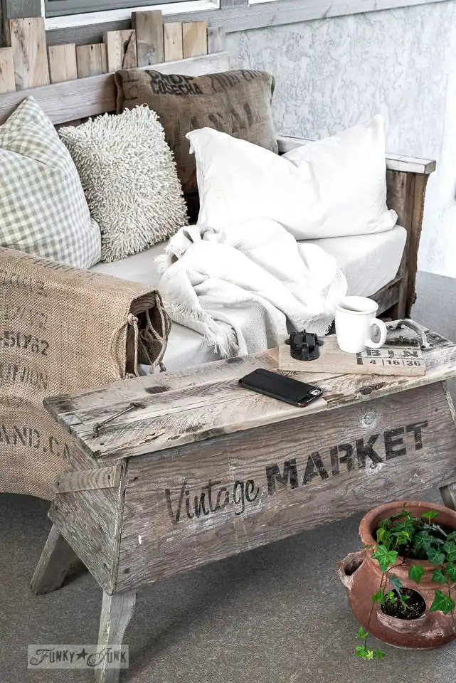 Vintage sawhorse coffee table